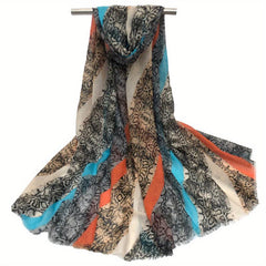Vintage Breathable Print Scarf Sunproof Shawl for Spring & Summer