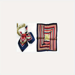 Striped Neckerchief Square Silk Scarf Women Head Wrap Hair Bandana