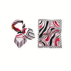 Striped Neckerchief Square Silk Scarf Women Head Wrap Hair Bandana