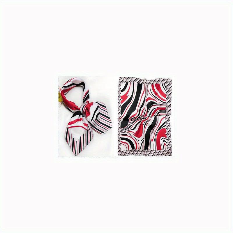 Striped Neckerchief Square Silk Scarf Women Head Wrap Hair Bandana