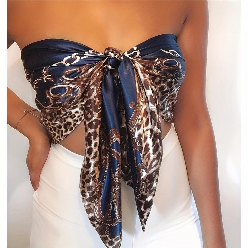 Square Women Hijab Print Head Scarves Ramadan Bandana Satin Silk Scarves