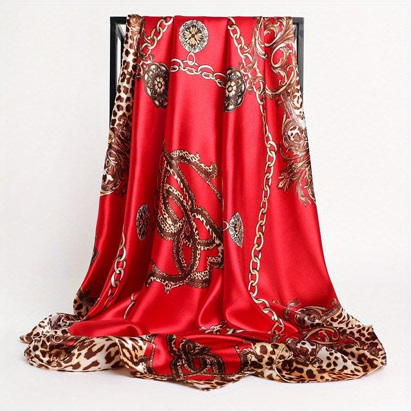 Square Women Hijab Print Head Scarves Ramadan Bandana Satin Silk Scarves