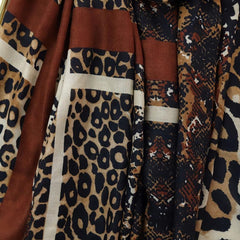 Leopard Pattern Thin Scarf Shawl Vintage Raw Edge Scarf Casual Wrap