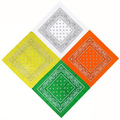 2pcs 4pcs Paisley Printed Square Scarf 54cm Solid Absorb Sweat Bandana