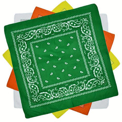 2pcs 4pcs Paisley Printed Square Scarf 54cm Solid Absorb Sweat Bandana