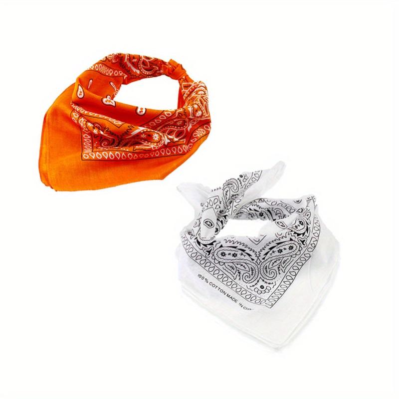 2pcs 4pcs Paisley Printed Square Scarf 54cm Solid Absorb Sweat Bandana