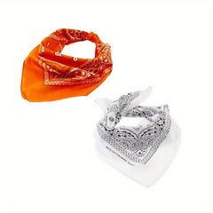 2pcs 4pcs Paisley Printed Square Scarf 54cm Solid Absorb Sweat Bandana