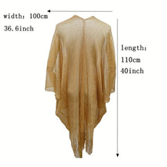 Solid Tassel Shawl Bikini Cover Up Women Sunscreen Cape Cardigan