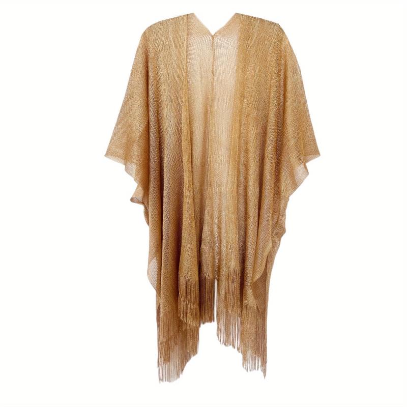 Solid Tassel Shawl Bikini Cover Up Women Sunscreen Cape Cardigan