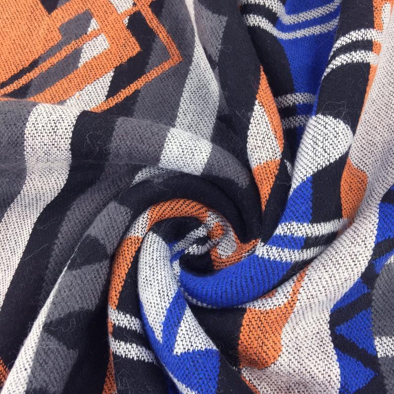 Vintage Geometric Plaid Shawl Scarf Blanket Wrap Dual Purpose Hooded Cloak