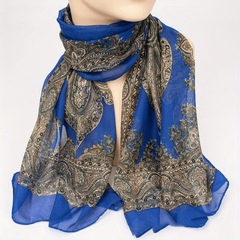 Retro Printed Silky Scarf Lightweight Breathable Chiffon Neck Scarf