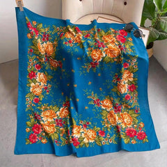 Floral Satin Scarf 98cm Large Square Hijab for Women