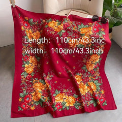Floral Satin Scarf 98cm Large Square Hijab for Women