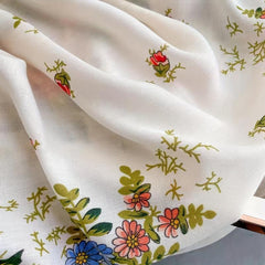 Floral Satin Scarf 98cm Large Square Hijab for Women