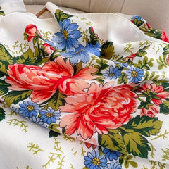 Floral Satin Scarf 98cm Large Square Hijab for Women
