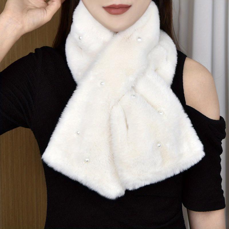 Faux Fur Neck Scarf Soft Warm Double Sides Cross Scarf