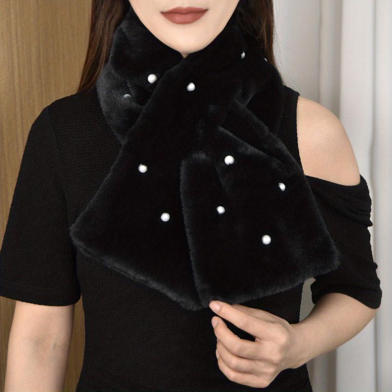 Faux Fur Neck Scarf Soft Warm Double Sides Cross Scarf