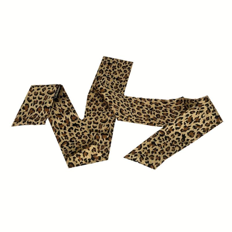 Leopard Print Silk Head Scarf Hair Bands Double Sided Turban