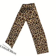 Leopard Print Silk Head Scarf Hair Bands Double Sided Turban