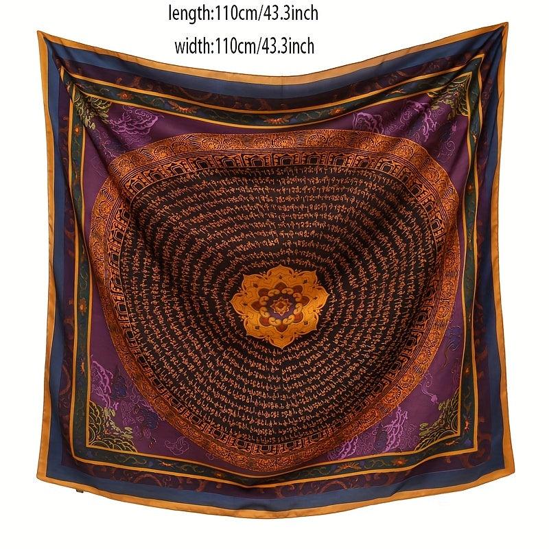 Large Square Scarf Silk Like Shawl Scarf Print Satin Scarf