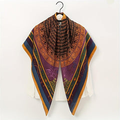 Large Square Scarf Silk Like Shawl Scarf Print Satin Scarf