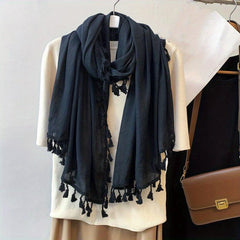 Crinkle Tassel Scarf Thin Breathable Casual Windproof Wrap