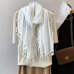 Crinkle Tassel Scarf Thin Breathable Casual Windproof Wrap