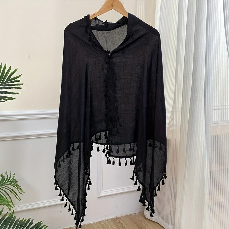 Crinkle Tassel Scarf Thin Breathable Casual Windproof Wrap