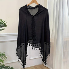Crinkle Tassel Scarf Thin Breathable Casual Windproof Wrap