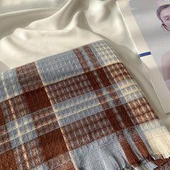 Winter Warm Plaid Scarf Classic Soft Large Blanket Scarf For Women