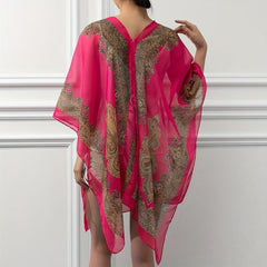 Paisley Print Gauze Shawl Sunproof Cover Up Loose Wrap Cardigan
