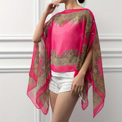 Paisley Print Gauze Shawl Sunproof Cover Up Loose Wrap Cardigan