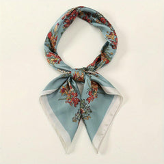 Satin Floral Print Bandana Scarf Neckerchief