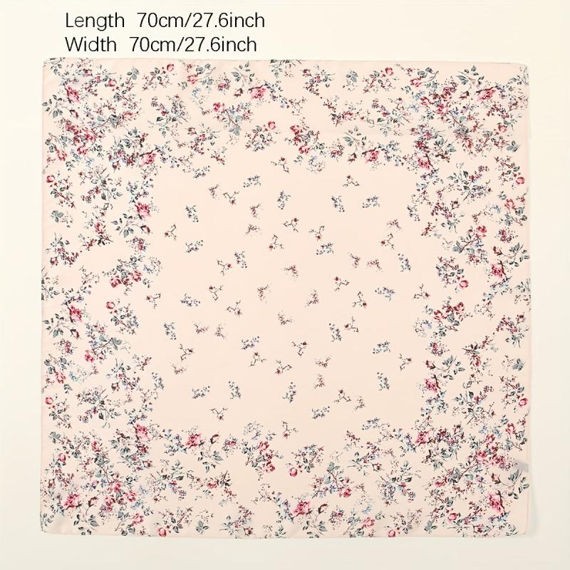 Satin Floral Print Bandana Scarf Neckerchief