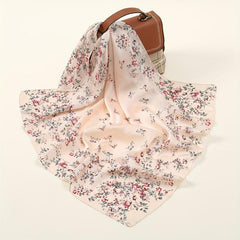 Satin Floral Print Bandana Scarf Neckerchief