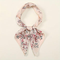 Satin Floral Print Bandana Scarf Neckerchief