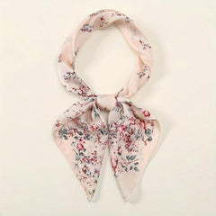 Satin Floral Print Bandana Scarf Neckerchief