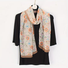 Floral Printed Scarf Lightweight Silk Shawl Sheer Scarf
