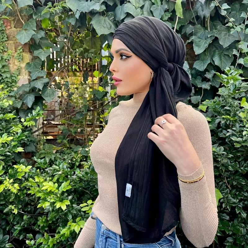 Vintage Gauze Hijab Shawl Windproof Head Wrap for Women