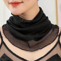 Polka Dot Ruffle Neck Scarf Striped Geometric Print Gauze Infinity Scarf