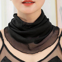 Polka Dot Ruffle Neck Scarf Striped Geometric Print Gauze Infinity Scarf