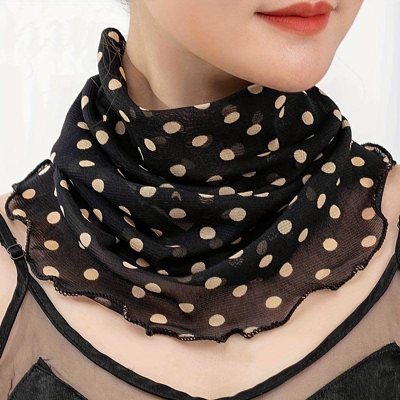 Polka Dot Ruffle Neck Scarf Striped Geometric Print Gauze Infinity Scarf