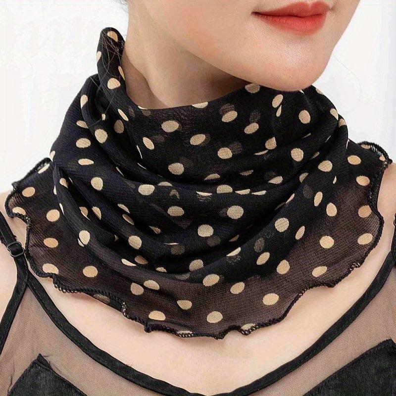 Polka Dot Ruffle Neck Scarf Striped Geometric Print Gauze Infinity Scarf