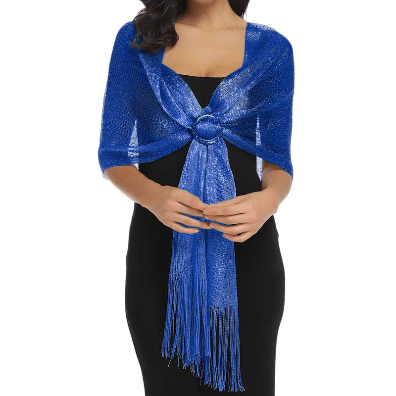 Sparkling Metallic Shawls & Wraps With Buckle for Evening Party Dresses
