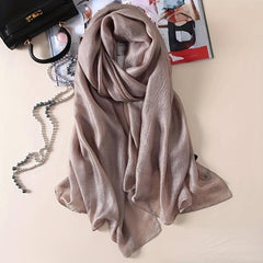 Solid Satin Scarf Hijab Breathable Shawl Casual Head Wrap