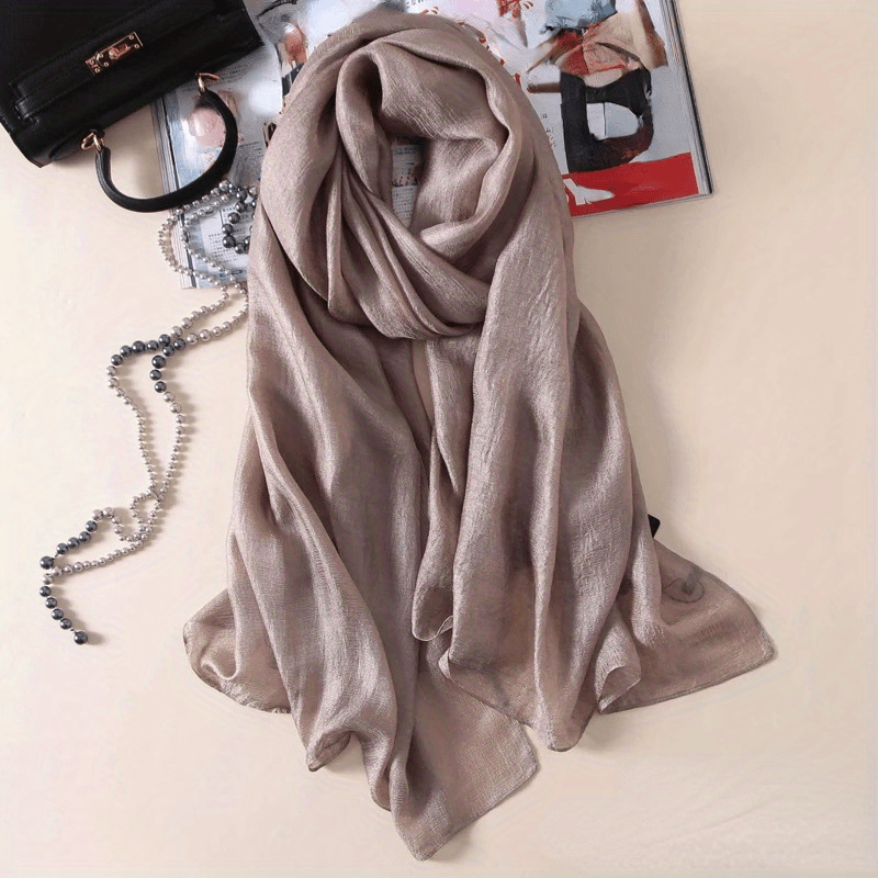 Solid Satin Scarf Hijab Breathable Shawl Casual Head Wrap