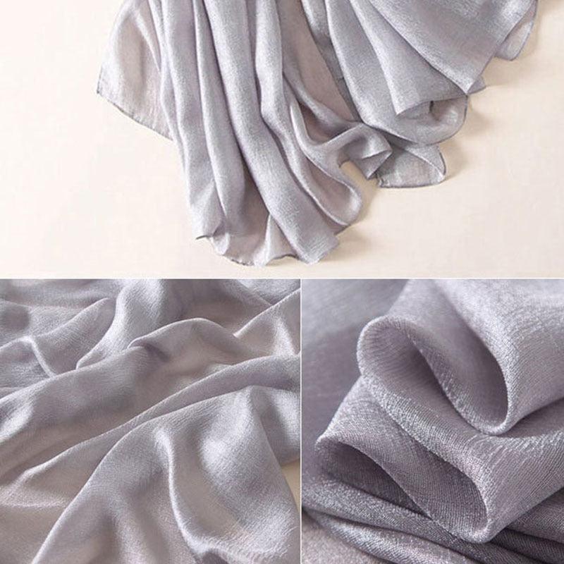 Solid Satin Scarf Hijab Breathable Shawl Casual Head Wrap