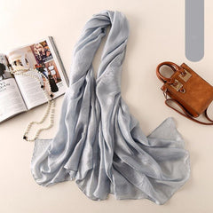 Solid Satin Scarf Hijab Breathable Shawl Casual Head Wrap