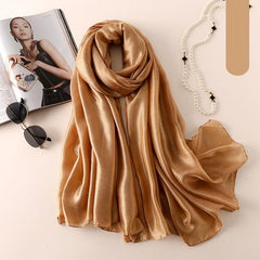 Solid Satin Scarf Hijab Breathable Shawl Casual Head Wrap