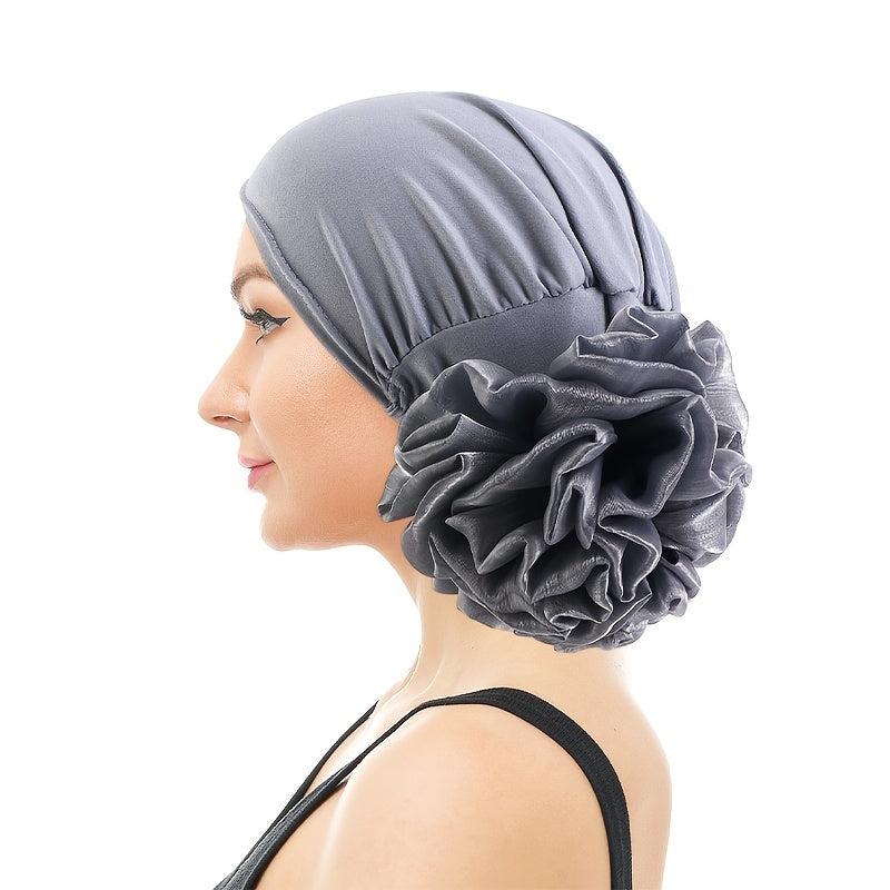 Solid Turban Head Wrap Head Scarf 3D Floral Chemo Cap Wrap Hair Bandana Cap